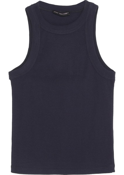 Halter Yaka Basic Fitilli Atlet Lacivert