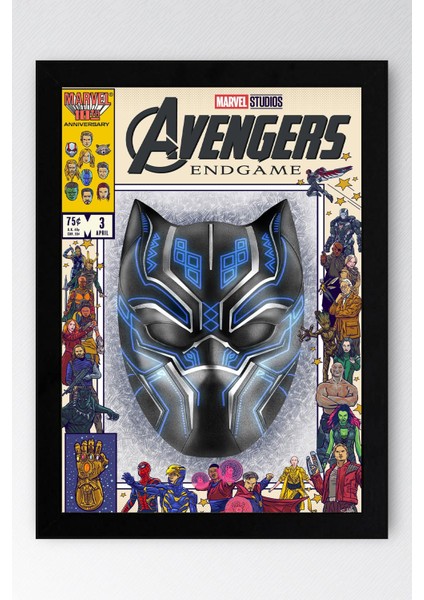 Black Panther Çerçeveli Tablo - Marvel Çizgi Roman Kapağı Poster Tablo