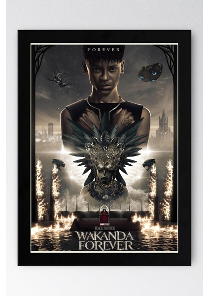 Black Panther Çerçeveli Tablo - Wakanda Forever Poster Tablo