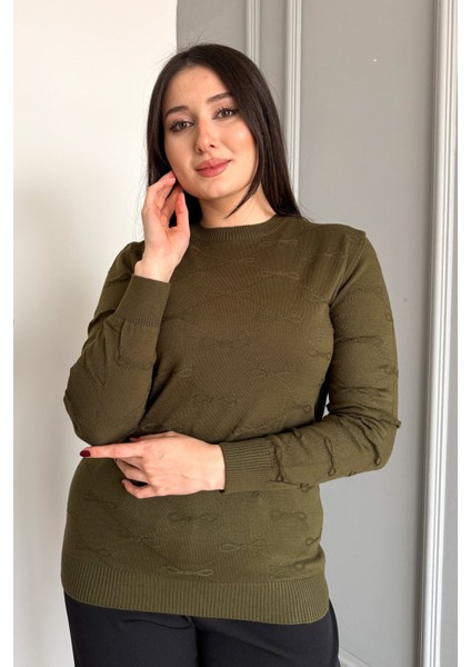 Kadın Fiyonk Desenli Kazak 5192