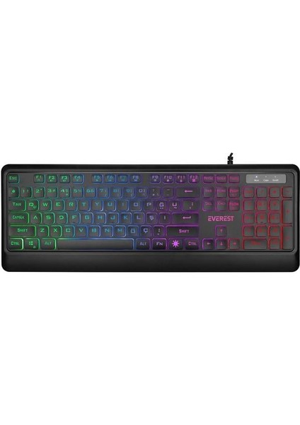 KM-R59 Forza Plus Siyah USB Rainbow Backlight Q Klavye + 1200 Dpi Mouse Set modelleri