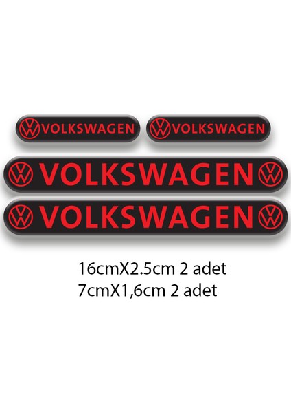 Volkswagen 3D Damla 4'lü Oto Sticker Set 3