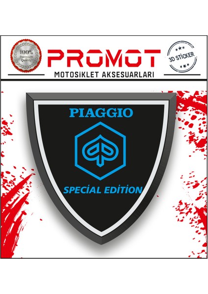 Piaggio Uyumlu Sperlik 3D Damla Logo Sticker 2