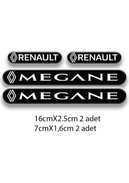 Megane 3D Damla 4'lü Oto Sticker Set 1