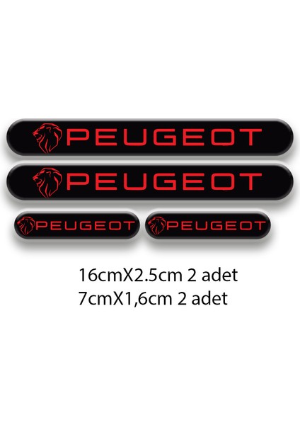 Peugeot 3D Damla 4'lü Oto Sticker Set 1