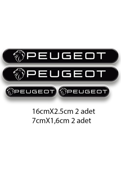 Peugeot 3D Damla 4'lü Oto Sticker Set 3