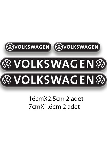 Volkswagen 3D Damla 4'lü Oto Sticker Set 2