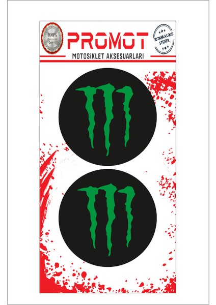 Monster 3D Damla 2 Li Sticker Logo 1
