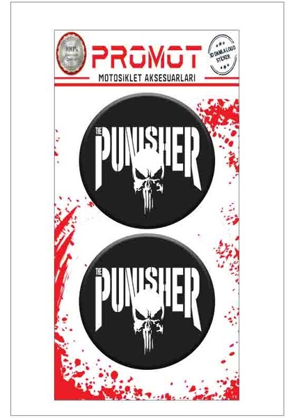 Punısher Tasarım 3D Kabartmalı Damla Logo Sticker 5cm 01