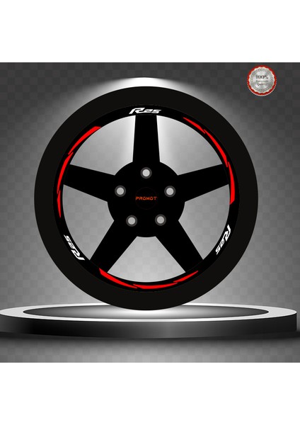 R25 Rekleftif Kırmızı 3 Parçalı Jant Şeridi