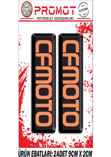 Cfmoto Ön Maşa 3D Kabartmalı 2'li Damla Sticker 5