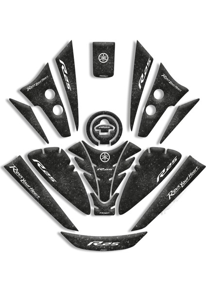 Yamaha R25 Tank Pad Full Set (2019/2024) Uyumlu 05