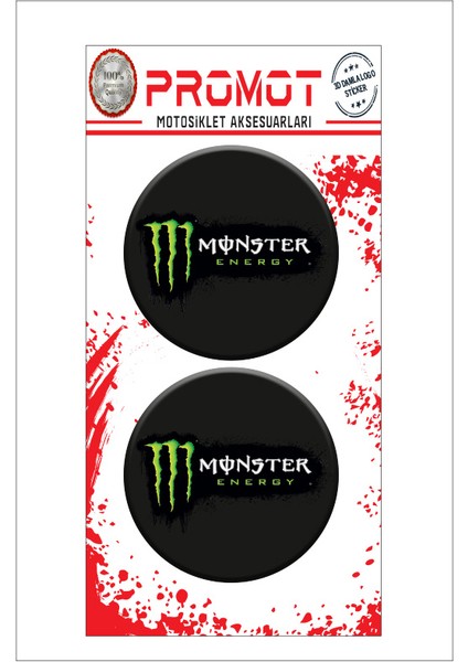 Monster 3D Kabartmalı Damla Logo Sticker 5cm 16