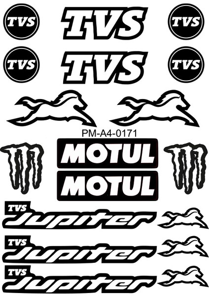 Tvs Jüpiter Tasarımlı Ekipman Kask Motosiklet Sticker Seti 04