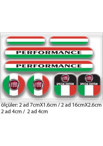Fiat 3D Damla Sticker Seti