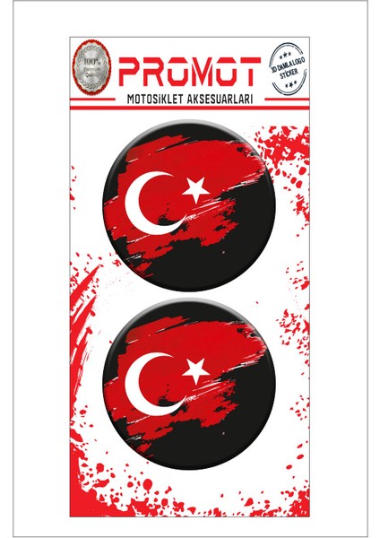 Türk Bayrağı 3D Damla 2 Li Sticker Logo 1