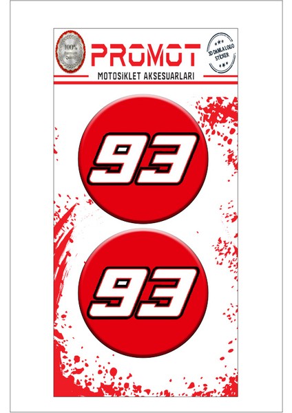 Marquez 93 3D Kabartmalı Damla Logo Sticker 5cm 02