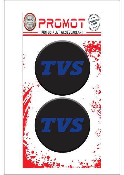 Tvs 3D Kabartmalı Damla Logo Sticker 5cm 03