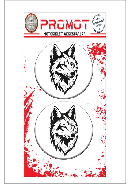 Kurt Wolf Tasarımlı 3D Kabartmalı Damla Sticker 5CMX5CM 03