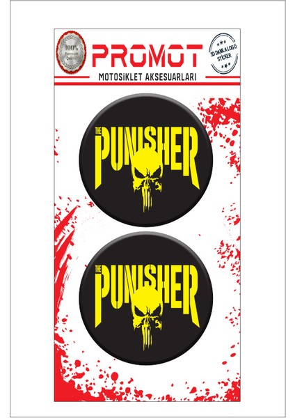 Punısher Tasarım 3D Kabartmalı Damla Logo Sticker 5cm 03