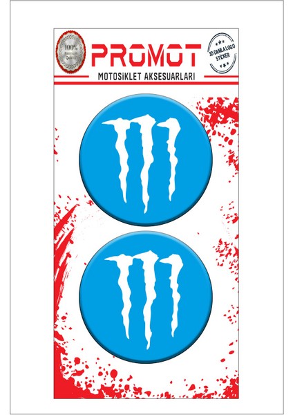 Monster 3D Kabartmalı Damla Logo Sticker 5cm 06