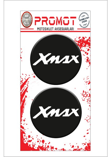 Xmax 3D Kabartmalı Damla Logo Sticker 5cm 03