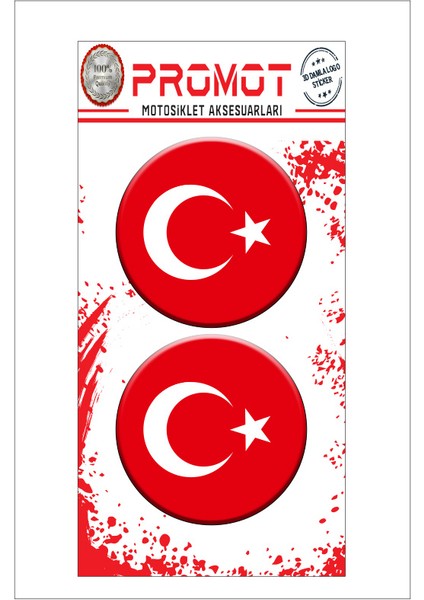 Türk Bayrağı 3D Damla 2 Li Sticker Logo 4
