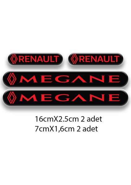 Megane 3D Damla 4'lü Oto Sticker Set 2