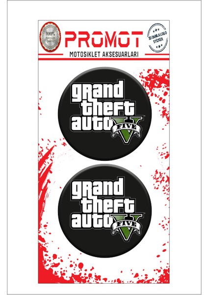 Grand Theft Auto Tasarımlı 3D Kabartmalı Damla Sticker 5CMX5CM 03
