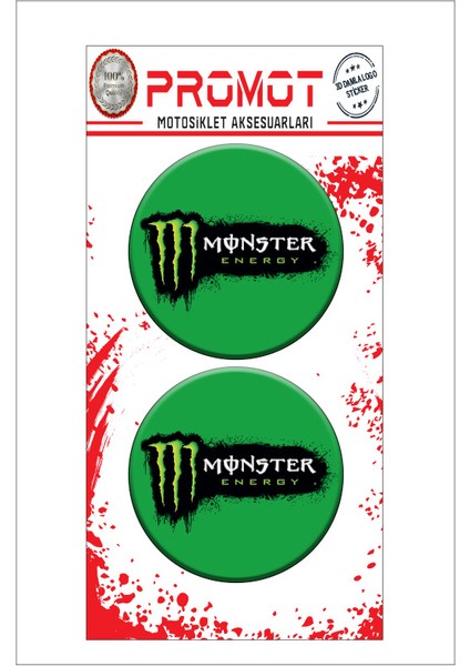 Monster 3D Kabartmalı Damla Logo Sticker 5cm 15