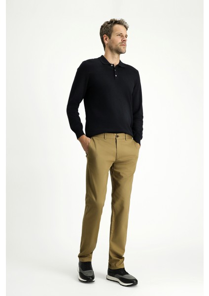 Regular Fit Likralı Kanvas / Chino Pantolon