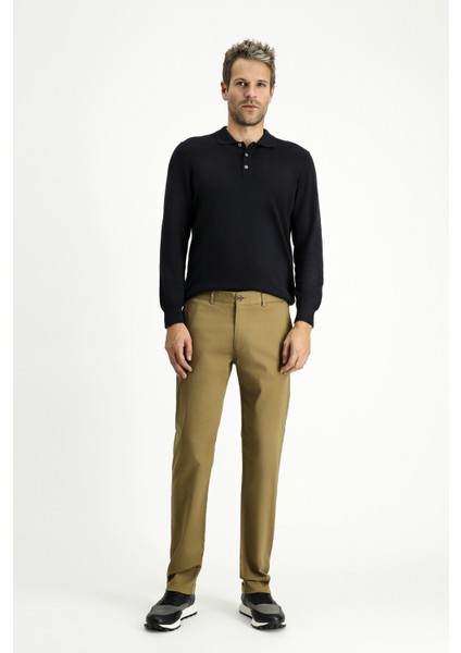 Regular Fit Likralı Kanvas / Chino Pantolon