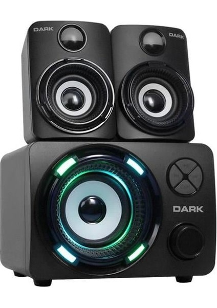 DK-AC-SP214 2+1 11W Siyah 7 Farklı Renk Titreşimli LED Bluetooth Hoparlör