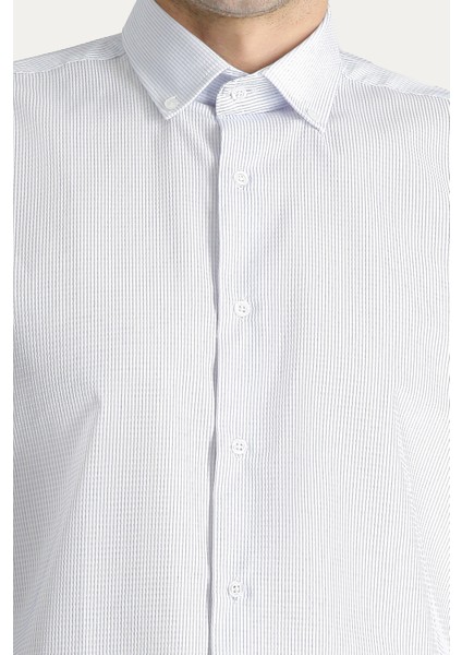 Uzun Kol Slim Fit Dar Kesim Non Iron Çizgili Pamuklu Gömlek indirimleri