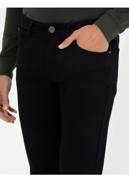 Erkek Siyah Slim Fit Kanvas Pantolon 50255173-VR046