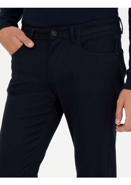 Erkek Lacivert Slim Fit Kanvas Pantolon 50255173-VR033