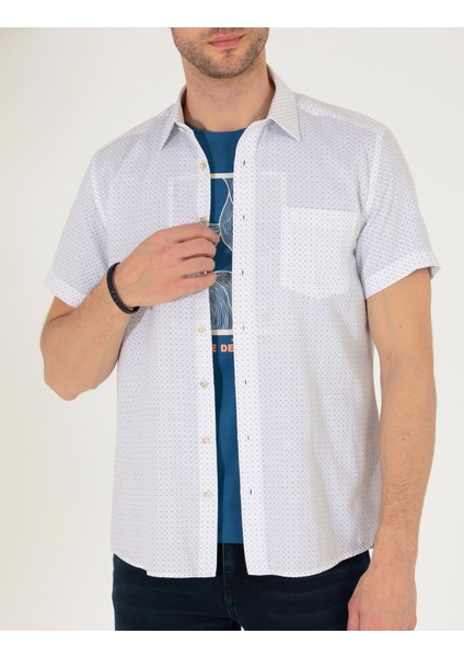 Erkek Zümrüt Regular Fit Kısa Kollu Gömlek 50255276-VR055