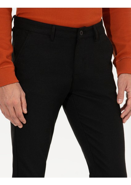 Erkek Siyah Slim Fit Kanvas Pantolon 50255155-VR046