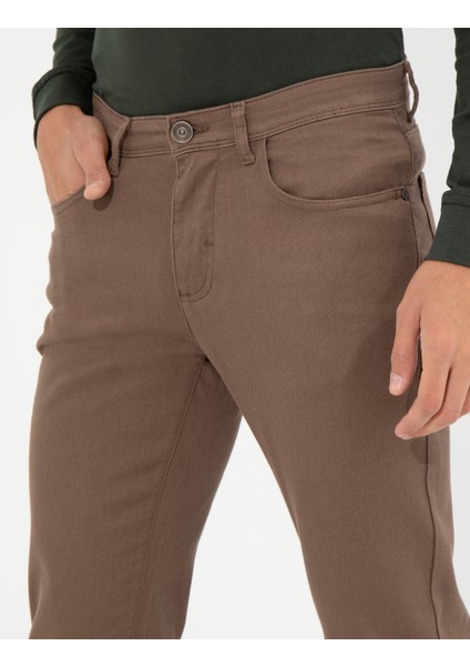 Erkek Kahverengi Slim Fit Kanvas Pantolon 50255173-VR029
