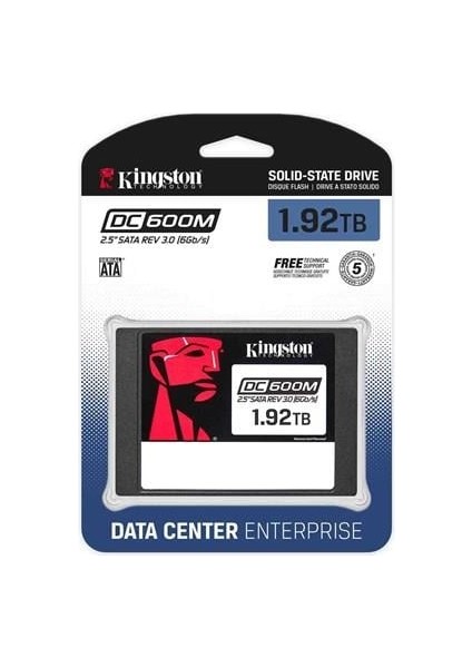 Kıngston 2,5" 1.92TB DC600M SEDC600M/1920G 560MB/S 530MB/S Sata 3 (6gb/s) Enterprise SSD