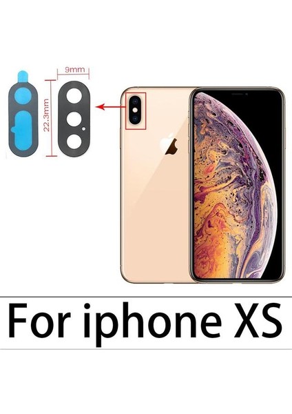 Iphone Xs Max-Xs Arka Kamera Camı Lens Yapışkanlı