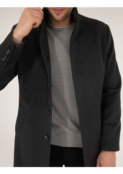 Erkek Antrasit Slim Fit Palto 50257493-VR006