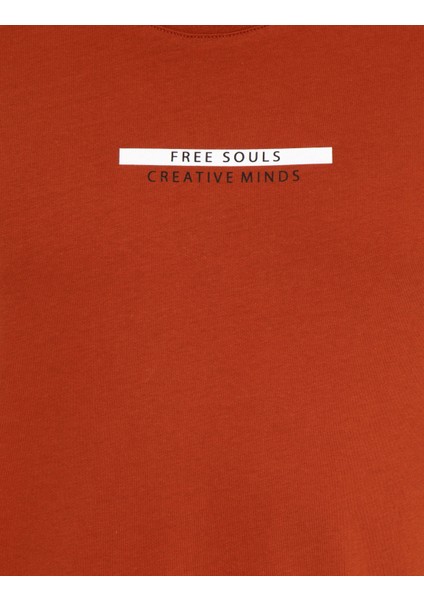 Erkek Kahverengi Slim Fit Bisiklet Yaka Tişört 50258441-VR182