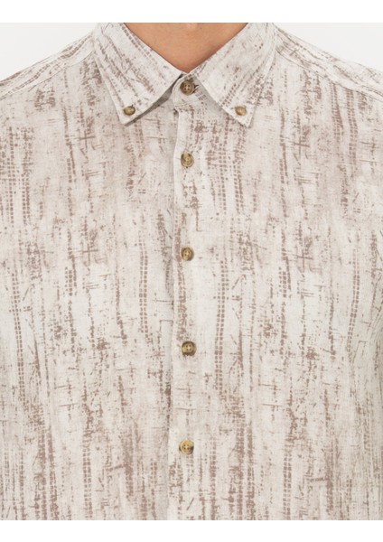 Erkek Bej Slim Fit Uzun Kollu Gömlek 50259466-VR011
