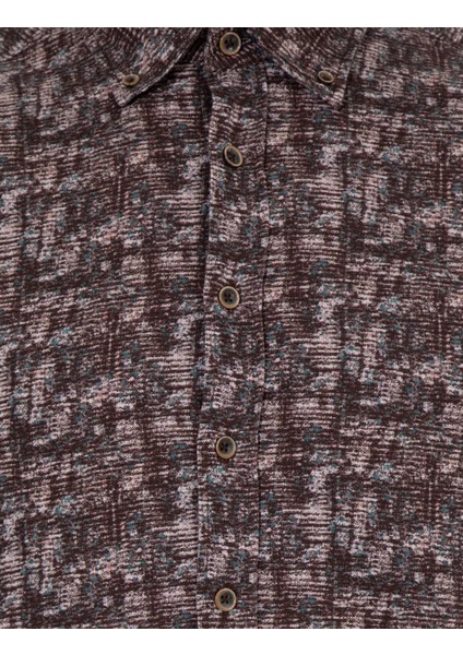 Erkek Kahverengi Slim Fit Uzun Kollu Gömlek 50259524-VR029