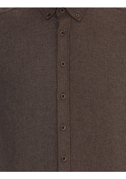 Erkek Kahverengi Regular Fit Uzun Kollu Gömlek 50259512-VR029