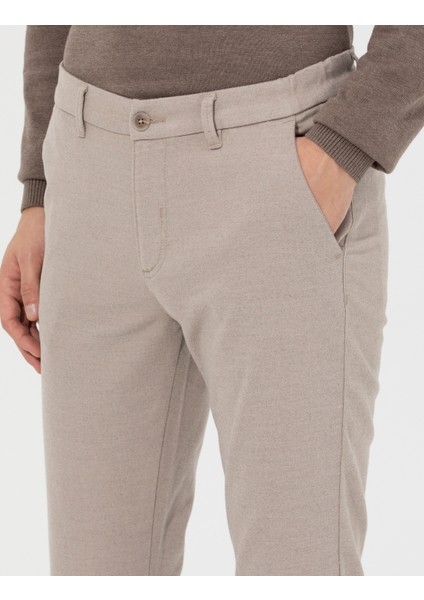 Erkek Bej Slim Fit Kanvas Pantolon 50259756-VR011