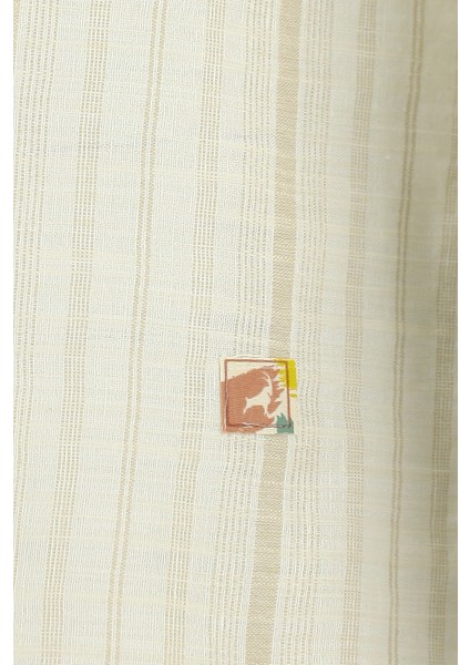 Uzun Kol Regular Fit Çizgili Spor Keten Gömlek fırsatları