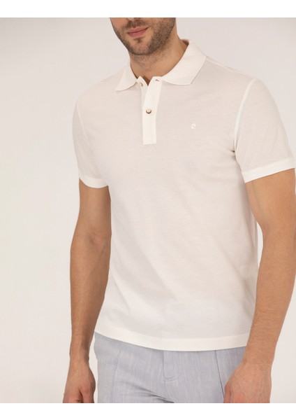 Erkek Beyaz Slim Fit Polo Yaka Merserize Tişört 50262665-VR013
