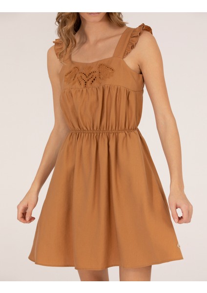 Kadın Camel Regular Fit Dokuma Elbise 50262624-VR015
